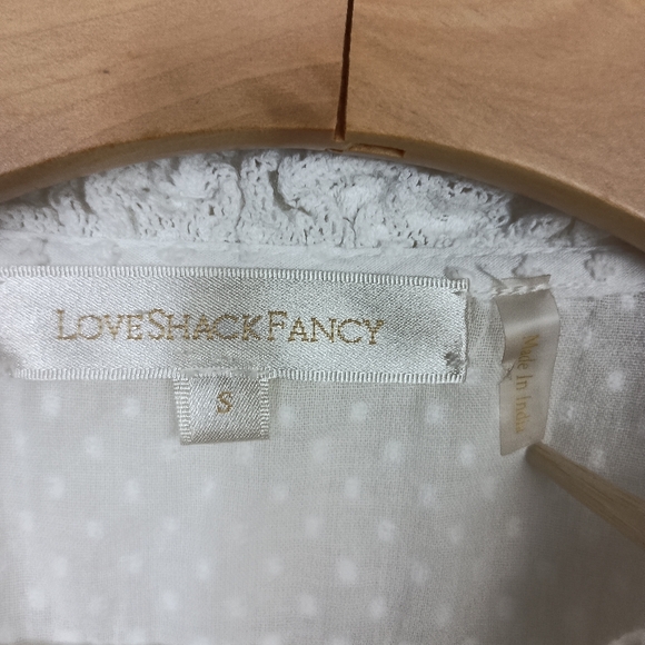 Love Shack Fancy Rochelle Top Small White Lace Puffy Long Sleeve Boho Whimsical - Picture 9 of 11